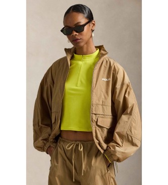 Polo Ralph Lauren para mujer. 211A93244001 Cortavientos con capa superpuesta beige (M), Casual, Deportivo, Nylon reciclado