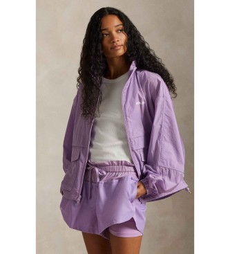 Polo Ralph Lauren para mujer. 211A93244002 Cortavientos con capa superpuesta lila (XS), Casual, Deportivo, Nylon reciclado
