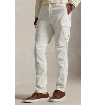 Polo Ralph Lauren para hombre. 710P03051003 Pantalón cargo de pana elástica Slim Fit blanco roto (34/34), Casual, Algodón