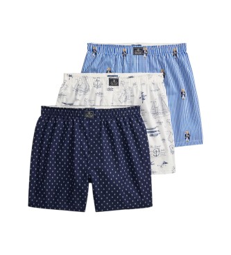 Polo Ralph Lauren för män. 714830273048 Set 3 boxerkalsonger i bomull marinblå, blå, vit (XXL), Hemkläder, Marino