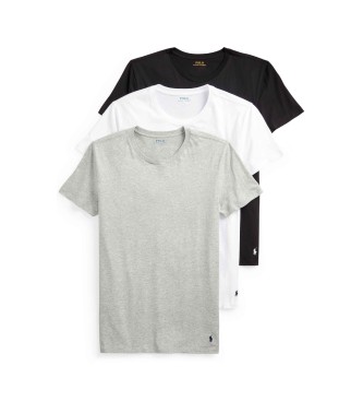 Polo Ralph Lauren para hombre. 714830304002 Paquete de 3 camisetas de cuello redondo blanoc, gris, marino (L), Blanco, Homewear, Algodón, Ma