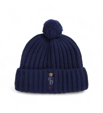 Polo Ralph Lauren para mujer. 455931876003 Gorro de canalé con Polo Bear y pompón marino (OSFA), Casual, Lana