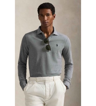 Polo Ralph Lauren para hombre. 710680790003 Polo de piqué Custom Slim Fit gris (M), Casual, Algodón, Manga larga