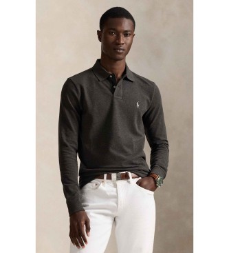 Polo Ralph Lauren para hombre. 710680790147 Polo de piqué Custom Slim Fit gris oscuro (S), Casual, Algodón, Manga larga