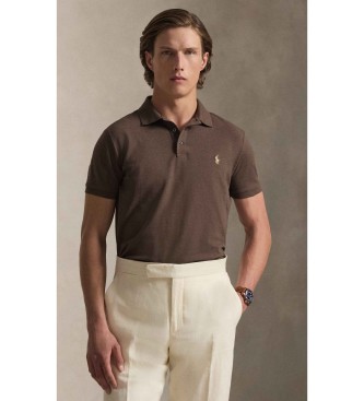 Polo Ralph Lauren para hombre. 710941439036 Polo de piqué elástico Custom Slim Fit marrón (S), Casual, Algodón, Clásico, Manga corta