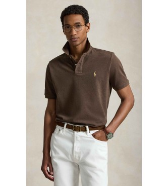 Polo Ralph Lauren para hombre. 710536856488 Polo de piqué Slim Fit marrón (L), Casual, Algodón, Manga corta