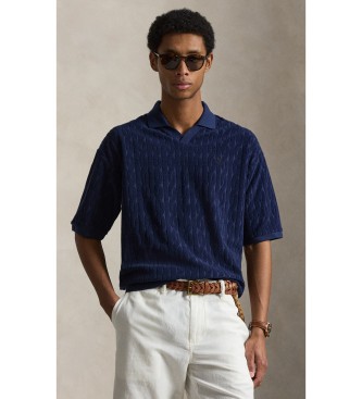 Polo Ralph Lauren för män. 710B19626001 Piké i frotté med flätmönster marinblå (S), Casual, Bomull, Kort ärm, Marino