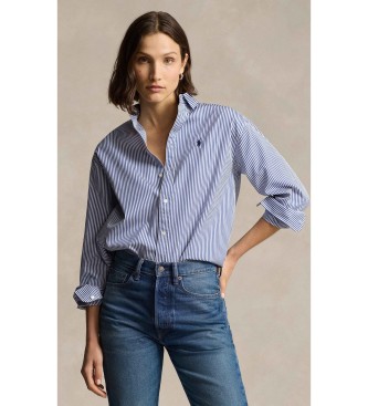 Polo Ralph Lauren para mujer. 211910743020 Camisa de algodón con rayas Relaxed Fit azul (L), Casual, Manga larga