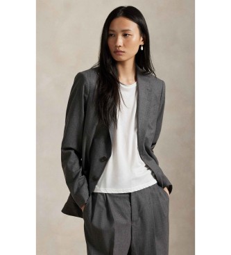 Polo Ralph Lauren för kvinnor. 211971389001 Grå blazer i ullblandning (36), Casual, Klassisk