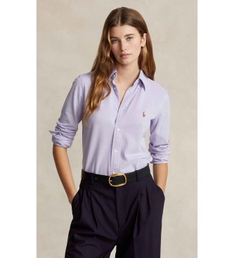 Polo Ralph Lauren para mujer. 211924258001 Camisa Slim Fit Ixford lila (S), Casual, Algodón, Clásico, Manga larga