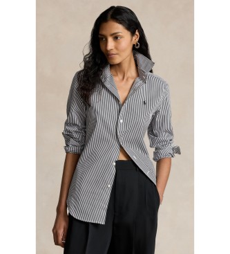 Polo Ralph Lauren para mujer. 211891379002 Camisa Slim Fit con rayas negro, blanco (14 = 46), Casual, Algodón, Manga larga