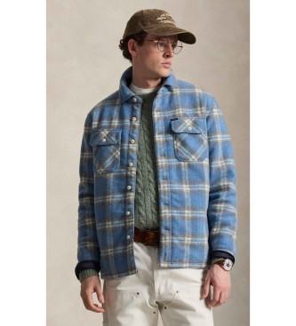 Polo Ralph Lauren para hombre. 710P04973001 Sobrecamisa de lana fieltrada y cuadros azul (L), Casual