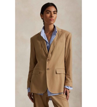 Polo Ralph Lauren för kvinnor. 211977093001 Kavaj i stretchull med två beige knappar (44), Casual, Klassisk