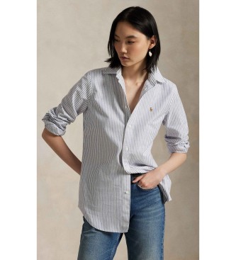 Polo Ralph Lauren för kvinnor. 211941508001 Skjorta oxford Slim elastisk med ränder vit, blå (42), Casual, Bomull, Klassisk, Lång ärm