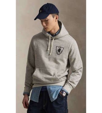 Polo Ralph Lauren para hombre. 710P04870001 Sudadera de felpa con bordado gris (XS), Casual, Algodón