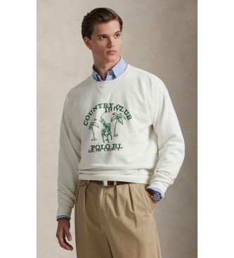 Polo Ralph Lauren para hombre. 710B13518002 Sudadera de felpa con gráfico vintage blanco roto (XL), Casual, Algodón