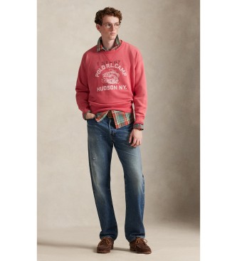 Polo Ralph Lauren para hombre. 710P05436001 Sudadera de felpa con gráfico vintage rojo (XL), Casual, Algodón, Coral 3
