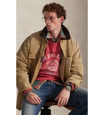 Polo Ralph Lauren para hombre. 710P05436001 Sudadera de felpa con gráfico vintage rojo (XL), Casual, Algodón, Coral 4