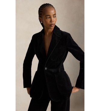 Polo Ralph Lauren para mujer. 211B17221001 Blazer de pana de botonadura sencilla negro (36), Casual, Algodón