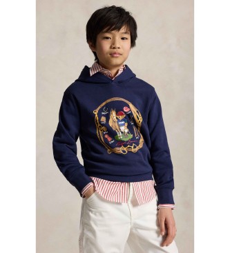 Polo Ralph Lauren para niño. 323A96602001 Sudadera de felpa con Polo Bear marino (8/9años= 140/149cm), Casual, Algodón, moda infantil