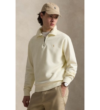 Para hombre. 710B18911002 Sudadera de rizo con cremallera corta crema (S), Casual, Algodón