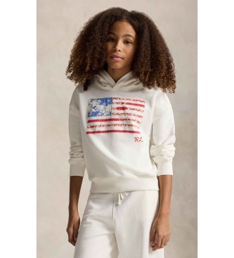 Polo Ralph Lauren Sudadera de rizo de algodón con capucha blanco ( 7años= 130/134cm)