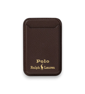Polo Ralph Lauren Homem Castanha Para 405P17558002 Porta-Cartões Em Pele Com Magsafe (Osfa), Marrom, Casual, Clássico
