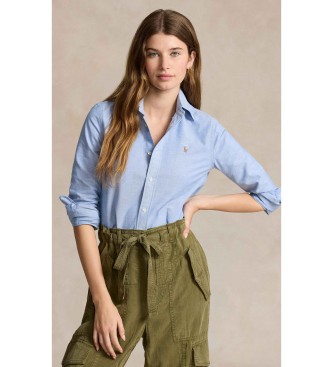 Polo Ralph Lauren för kvinnor. 211941520001 Iconic oxford Stretch Slim fit skjorta blå (0 = 32), Casual, Bomull, Lång ärm