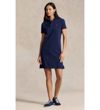 Polo Ralph Lauren för kvinnor. 211799490005 Pikéklänning i bomullspiké i marinblå färg (XS), Casual, Klassisk, Kort ärm, Marino