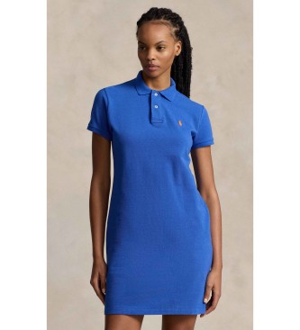 Polo Ralph Lauren para mujer. 211799490007 Vestido tipo polo de piqué de algodón azul (M), Casual, Manga corta
