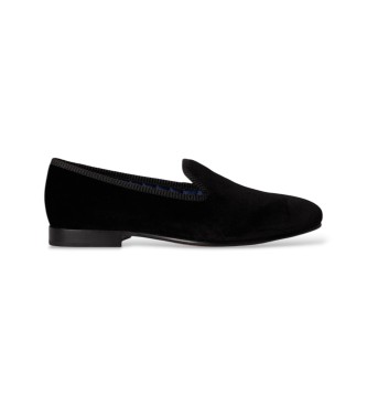 Polo Ralph Lauren para hombre. 811P07663001 Zapatillas de casa Paxton de terciopelo negro (40), Plano, Ninguno, Homewear