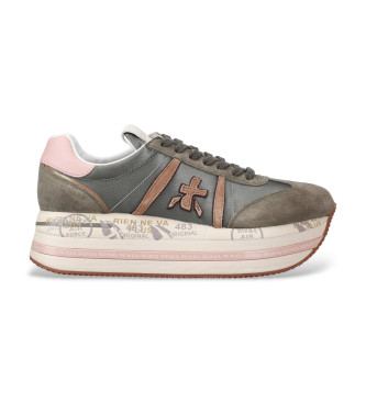 Premiata para mujer. BETH Zapatillas de Piel Beth verde (41), 3 a 5cm, Cordones, Casual