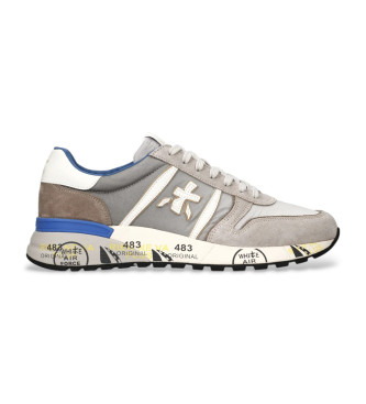 Premiata para hombre. LANDER Zapatillas de piel Lander gris (43), Plano, Cordones, Casual