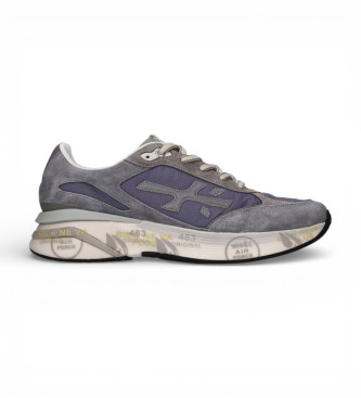 Premiata para hombre. MOERUN Zapatillas de piel Moerund marino, gris (41), Plano, Cordones, Casual