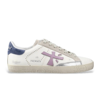 Premiata para hombre. STEVEND Zapatillas de piel Stevend blanco (39), Plano, Cordones, Casual