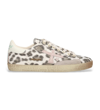 Premiata para mujer. STEVEND Zapatillas de piel Stevend 7272 animalprint (40), Plano, Cordones, Casual, Animal print