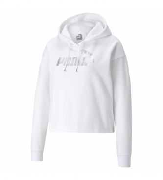 Puma para mujer. Sudadera ESS Cropped Metallic Logo blanco Puma