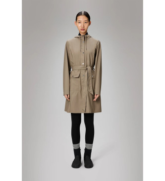 Rains para mujer. 18130 Chaqueta Curve Long beige (S), Casual, Poliéster