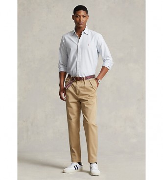 Camisa Oxford a rayas Slim-Fit azul (L), Casual, Algodón, Manga larga, Polo Ralph Lauren outlet