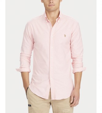 Camisa Oxford rosa (S), Casual, Algodón, Manga larga, Polo Ralph Lauren outlet 2024.