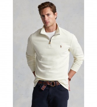 Polo Ralph Lauren para hombre. 710671929015 Jersey cremallera y cuello alto beige (L), Casual, Algodón