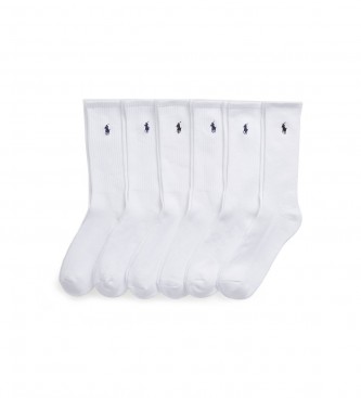 Polo Ralph Lauren para hombre. 449723763001 Pack 6 Pares de Calcetines Mezcla Algodón blanco (OSFA), Homewear