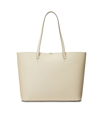 Lauren Ralph Lauren para mujer. 431911655015 Bolso tote Karly de piel cruzada beige (OSFA), Casual