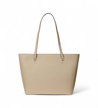 Lauren Ralph Lauren para mujer. 431924351004 Bolso tote Karly mediano de piel cruzada taupe (OSFA), Casual