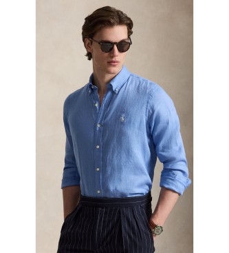 Polo Ralph Lauren för män. 710966294519 Linne skjorta med passform blå (XL), Casual, Lino, Lång ärm