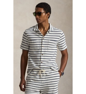Polo Ralph Lauren para hombre. 710A13005001 Camisa de punto y pointelle con rayas blanco, marino (XL), Casual, Algodón, Manga corta