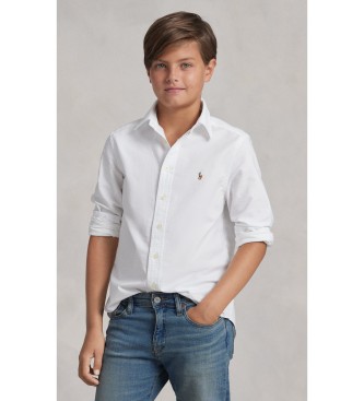 Polo Ralph Lauren para niño. 323677133001 Camisa Iconic Oxford blanco (10/12años=140/149cm), Casual, Manga larga, moda infantil