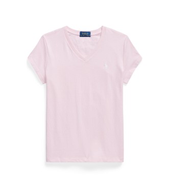 Polo Ralph Lauren para niña. 313A10636001 Camiseta cuello pico rosa (8años=136/138cm), Casual, Algodón, Manga corta, moda infantil