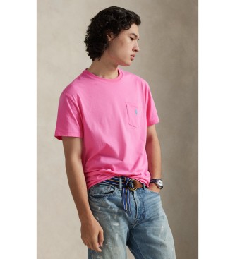 Polo Ralph Lauren para hombre. 710671438511 Camiseta de punto Custom Slim Fit rosa (S), Casual, Algodón, Manga corta