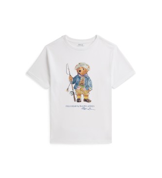 Polo Ralph Lauren för pojkar. 323B18890002 Polo Bear T-shirt vit ((S) 6/7Años= 136/138cm), Casual, Bomull, Kort ärm, barnmode